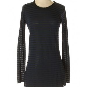 Zara W&B Collection Black Striped Long Sleeve Top